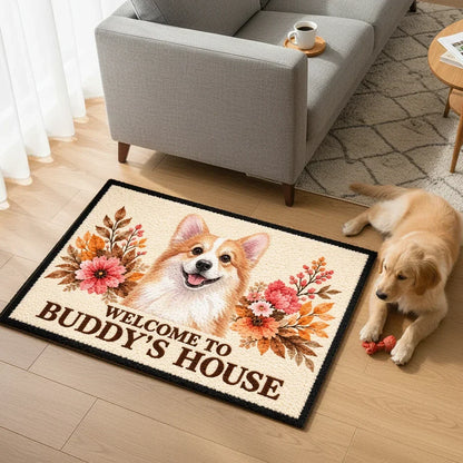 Personalized Dog Welcome Custom Name Coir Entryway Doormat