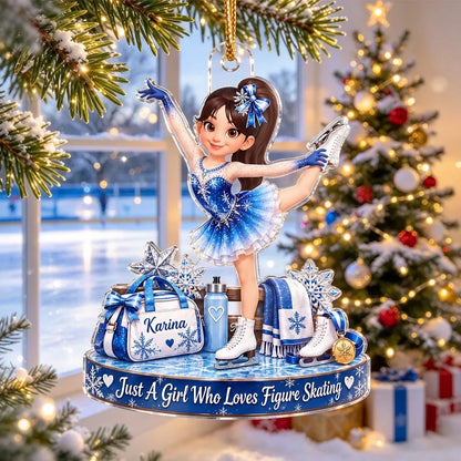 Personalized Acrylic Ornament, Just a Girl Who Loves Figure Skating, Creative Gift for Granddaughter