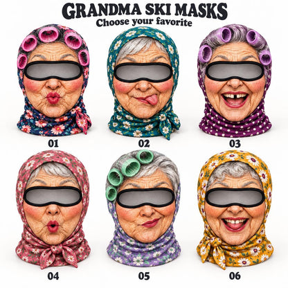 Funny Grandma Meme Face Ski Mask, Winter Mask, Novelty Skiing Gift LM32 670421