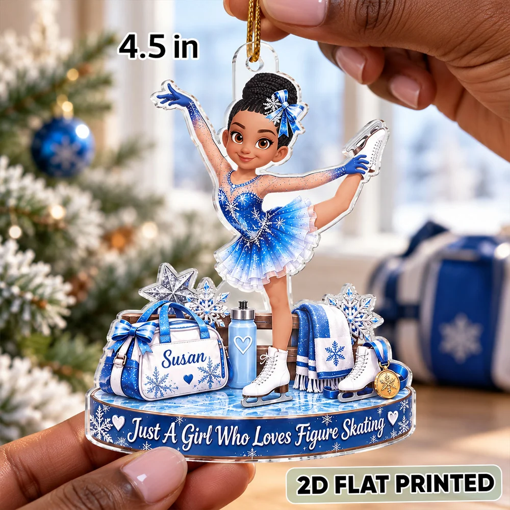 Personalized Acrylic Ornament, Just a Girl Who Loves Figure Skating, Creative Gift for Granddaughter