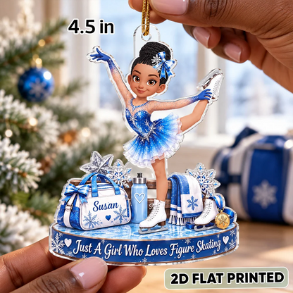 Personalized Acrylic Ornament, Just a Girl Who Loves Figure Skating, Creative Gift for Granddaughter