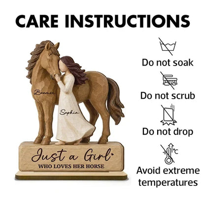 Just a Girl Who Loves Her Horse Personalized 2-Layer Wooden Plaque, Creative Gift for Equestrians