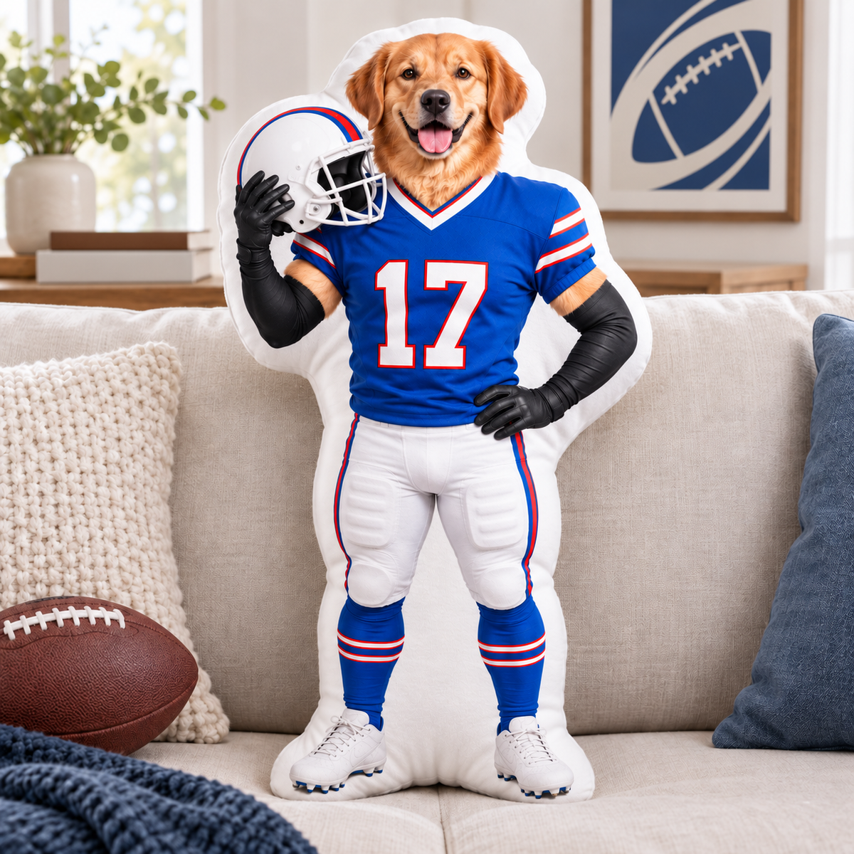 Custom Pet Football Player Shaped Pillow