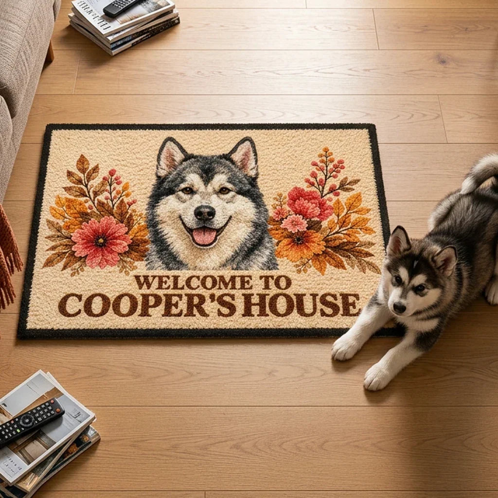 Personalized Dog Welcome Custom Name Coir Entryway Doormat