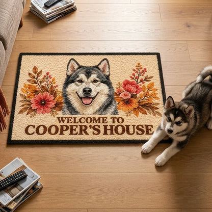 Personalized Dog Welcome Custom Name Coir Entryway Doormat