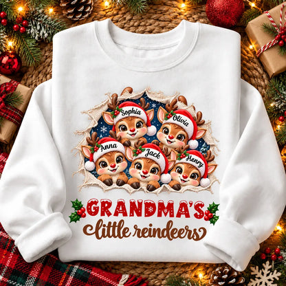 Personalized Classic Tee, Cute Reindeer Peeking Through Snow, Unique Christmas Gift for Grandma