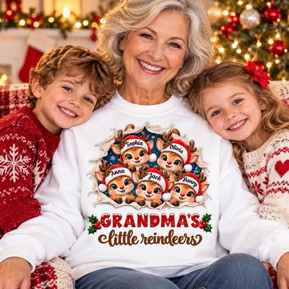 Personalized Classic Tee, Cute Reindeer Peeking Through Snow, Unique Christmas Gift for Grandma