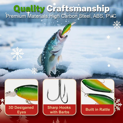 Sunset Fishing Advent Calendar, Personalized Leaping Fish on a Navy Winter Lake, Unique Christmas Gift for Anglers