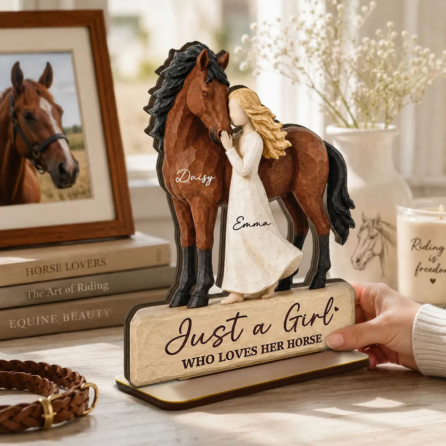 Just a Girl Who Loves Her Horse Personalized 2-Layer Wooden Plaque, Creative Gift for Equestrians