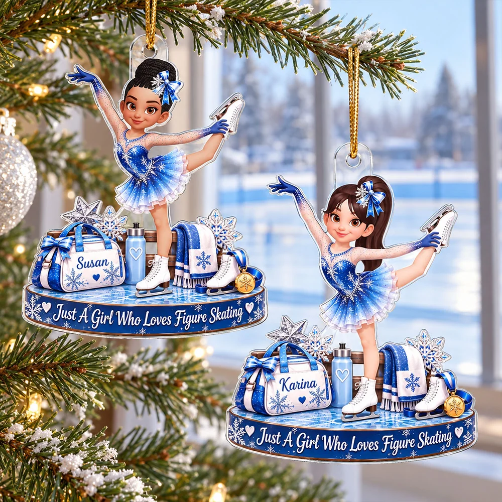 Personalized Acrylic Ornament, Just a Girl Who Loves Figure Skating, Creative Gift for Granddaughter