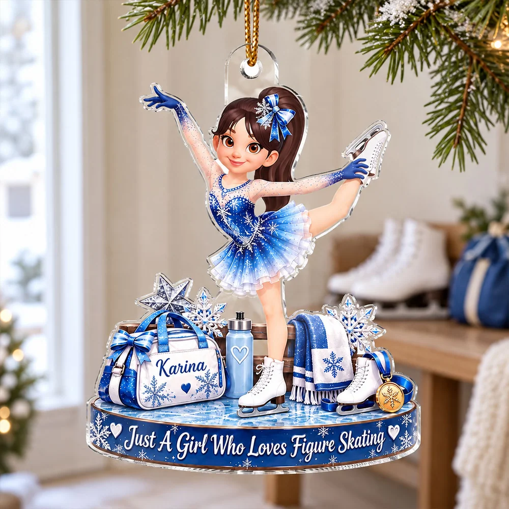 Personalized Acrylic Ornament, Just a Girl Who Loves Figure Skating, Creative Gift for Granddaughter