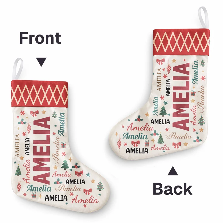 Personalized Festive Word Art LED Christmas Stocking