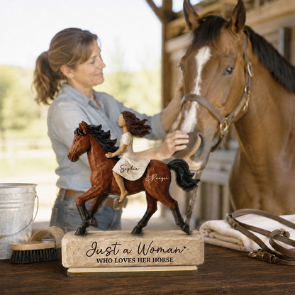 Personalized 2-Layer Wooden Plaque, Woman Riding a Horse, Rustic Unique Gift for Horse Lovers