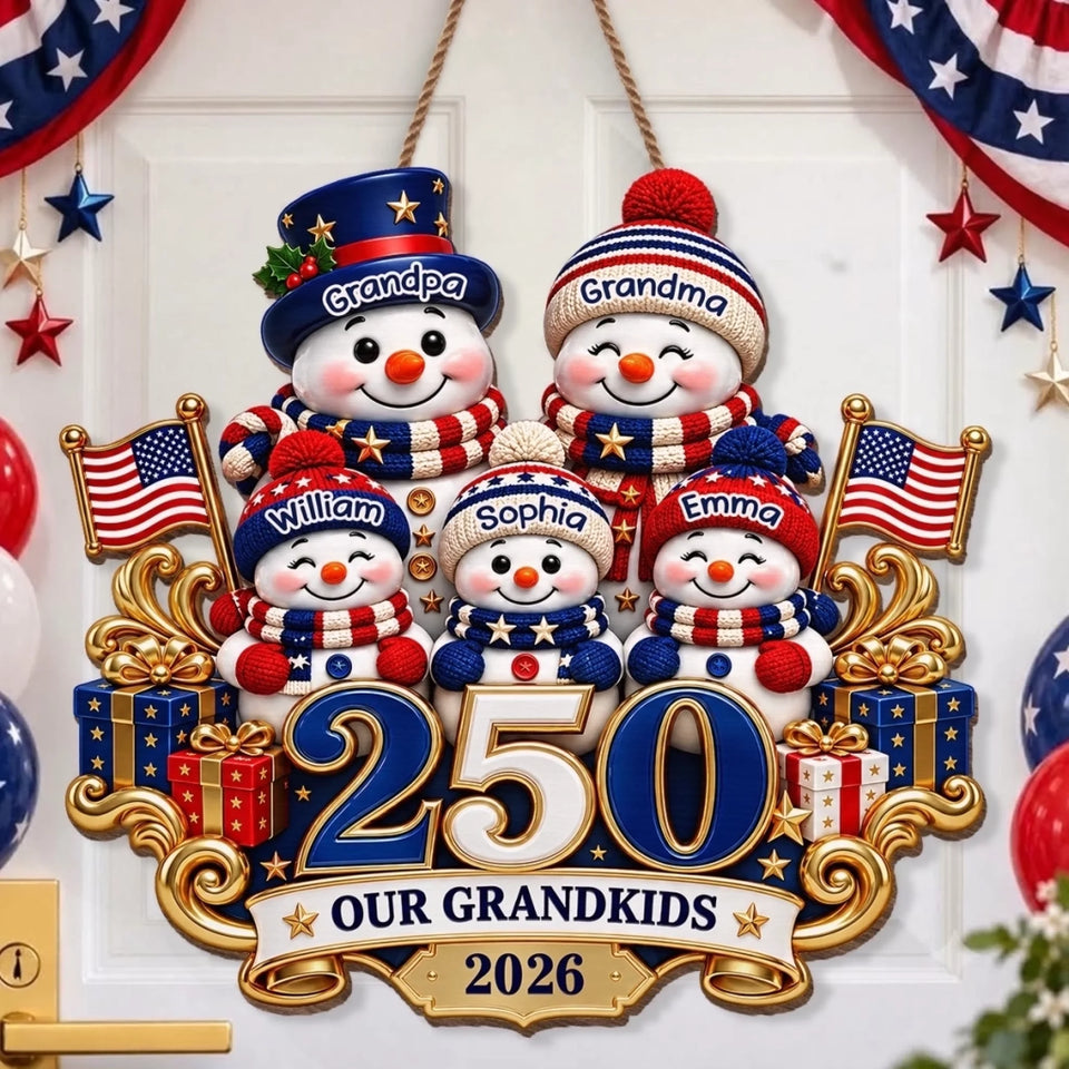 Personalized America 250th Anniversary Rustic Wood Sign