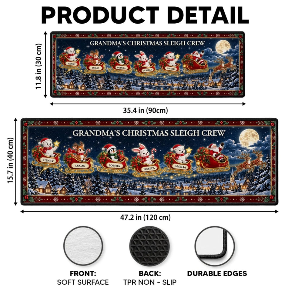 Personalized Our Sleigh Crew Flies Together Runner Rug