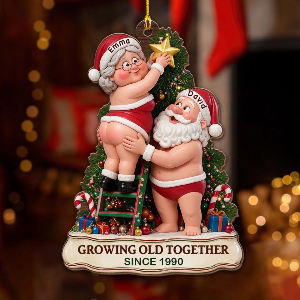 Custom Couple Christmas Ornament, Anniversary Gift •  Still Crazy About You - Personalized Wood Ornament