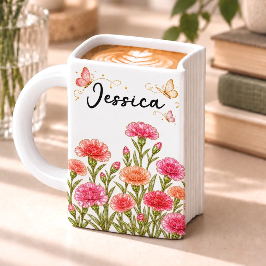 A Little Floral Joy Daily - Personalized Book Shaped Mug