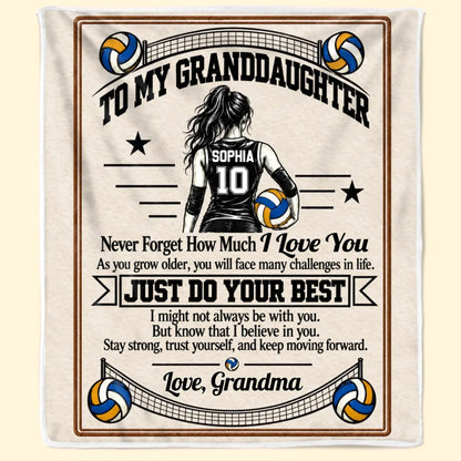 Custom Name Volleyball Gifts For Granddaughter - Personalized Blanket