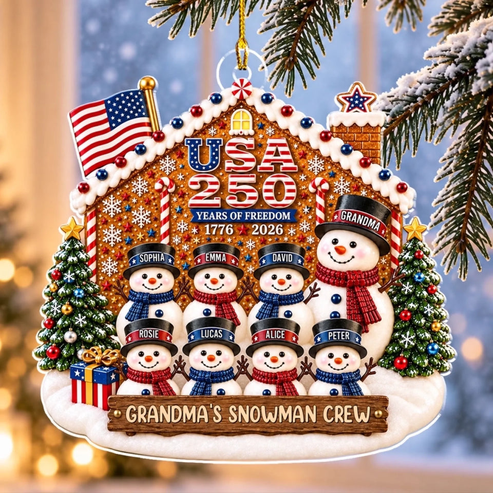 Custom Family Ornament, Christmas Gift for Family Members •  Family Christmas With 250th Anniversary - Personalized Acrylic Ornament
