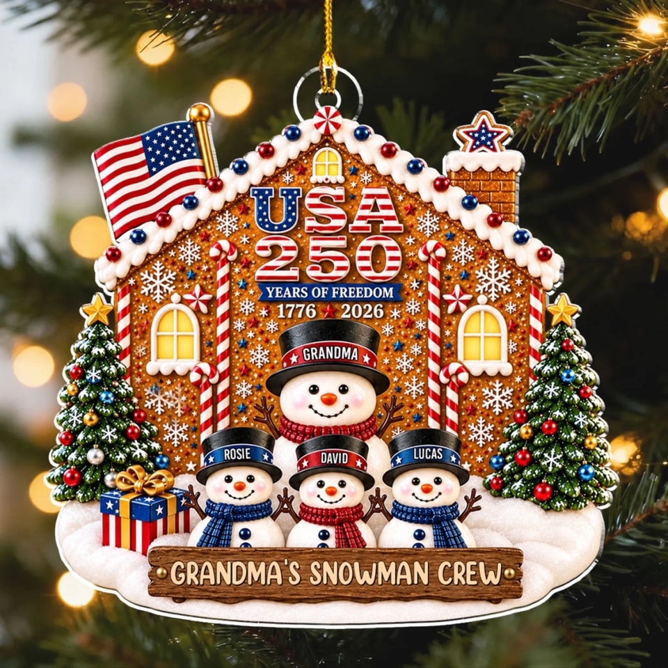 Custom Family Ornament, Christmas Gift for Family Members •  Family Christmas With 250th Anniversary - Personalized Acrylic Ornament