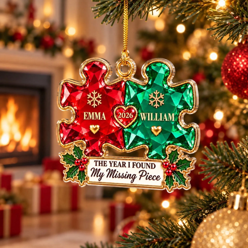 Custom Couple Christmas Ornament, Anniversary Gift •  My Missing Piece Version 2 - Personalized Acrylic Ornament