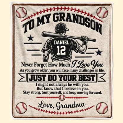 Custom Name Baseball Gifts for Grandson - Personalized Blanket