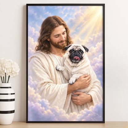 Personalized Heavenly Dog Pet Memorial Portrait Canvas Wall Art
