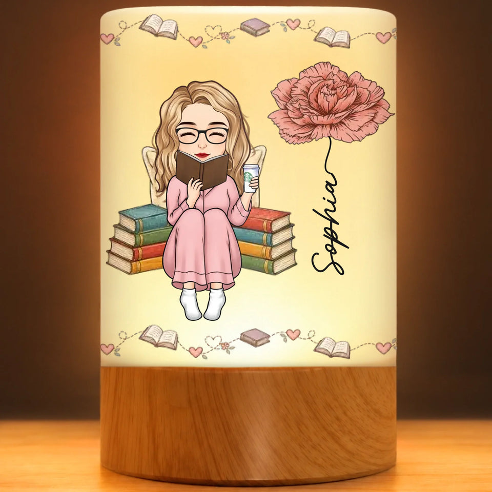 Custom Name Floral Reading Gifts For Book Lovers - Personalized Dimmable Touch Night Light