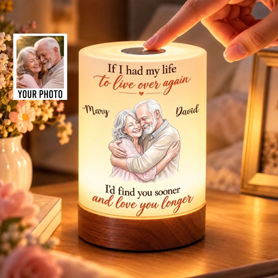 Custom Couple Night Light Anniversary Christmas Gift For Wife Husband • Love You Longer - Personalized Dimmable Touch Lamp