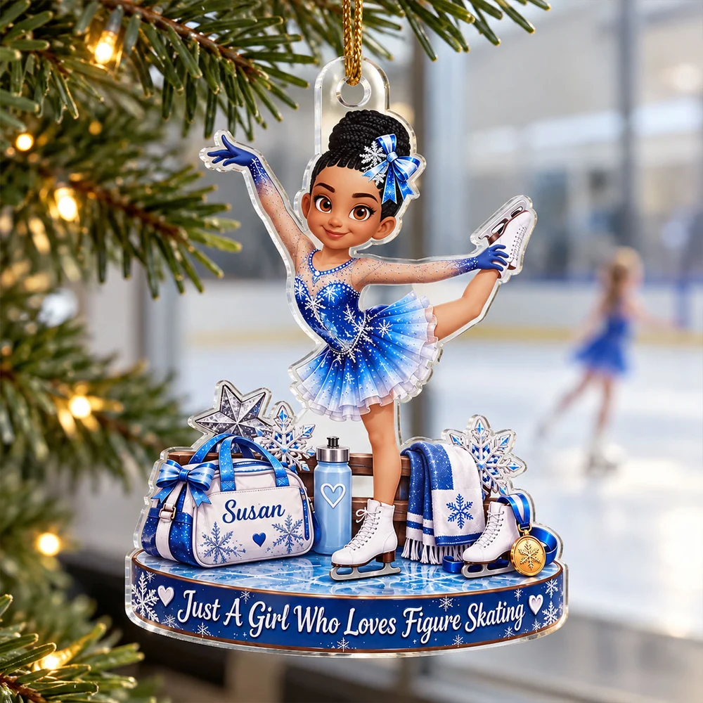 Personalized Acrylic Ornament, Just a Girl Who Loves Figure Skating, Creative Gift for Granddaughter