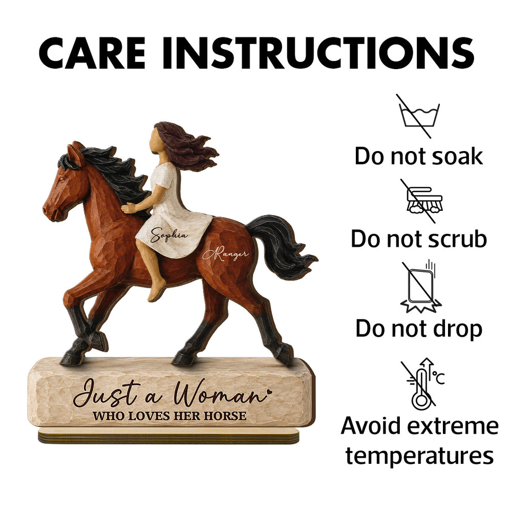 Personalized 2-Layer Wooden Plaque, Woman Riding a Horse, Rustic Unique Gift for Horse Lovers