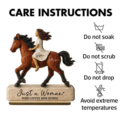 Personalized 2-Layer Wooden Plaque, Woman Riding a Horse, Rustic Unique Gift for Horse Lovers