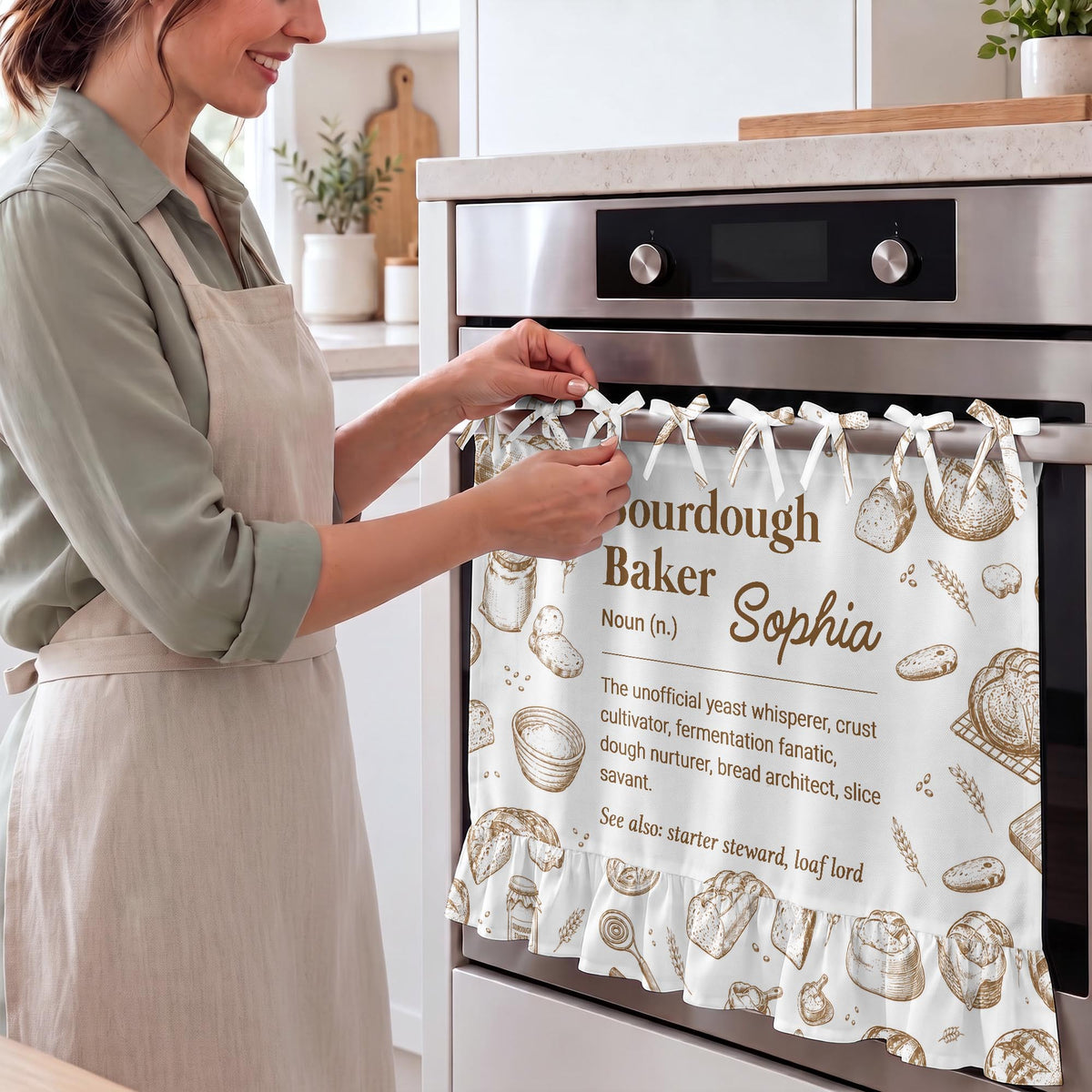 Personalized Sourdough Baker Noun Definition Oven Skirt Curtain