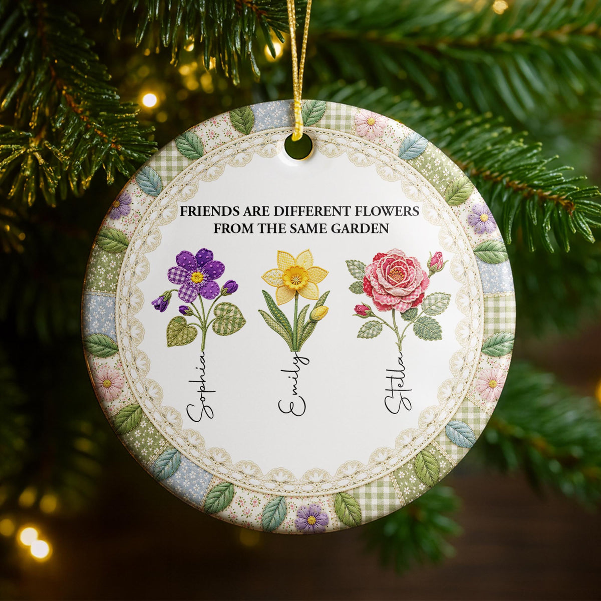 It Takes A Long Time To Grow Old Friends Birth Flowers - Personalized Custom Ceramic Ornament With Round Shape - BST945_RCE