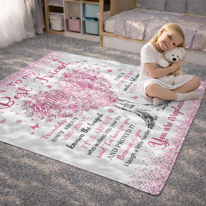 To My Best Friend Irreplaceable Pink Butterfly Heart Tree - Personalized Custom Blanket - BST965_BLK