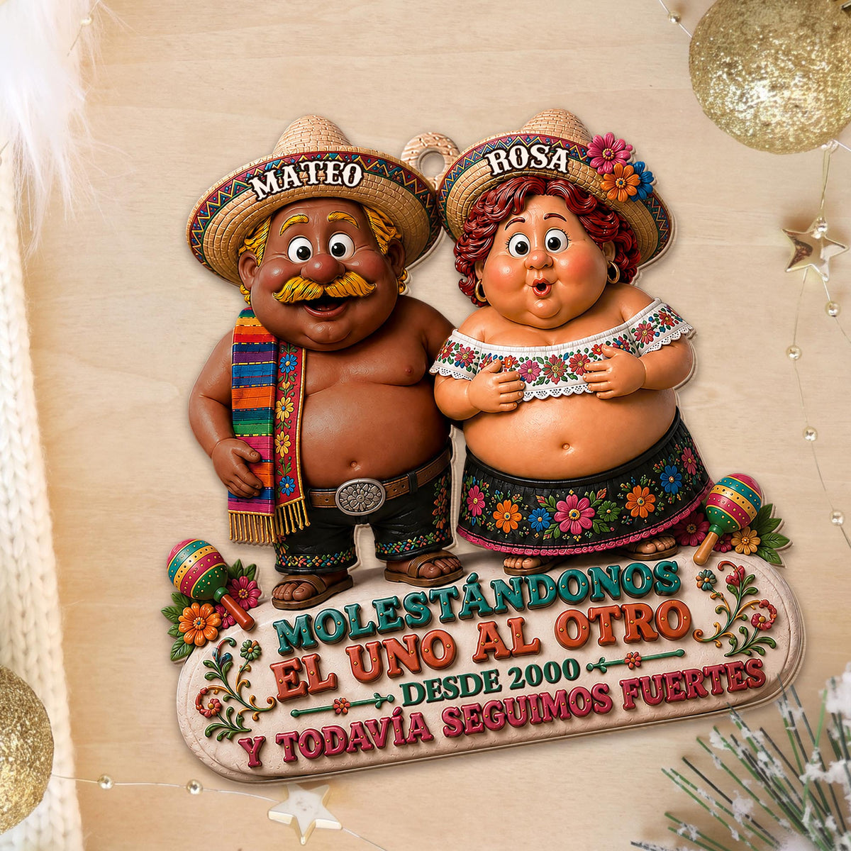 Personalized Annoying Each Other Still Strong Couple Wood Ornament