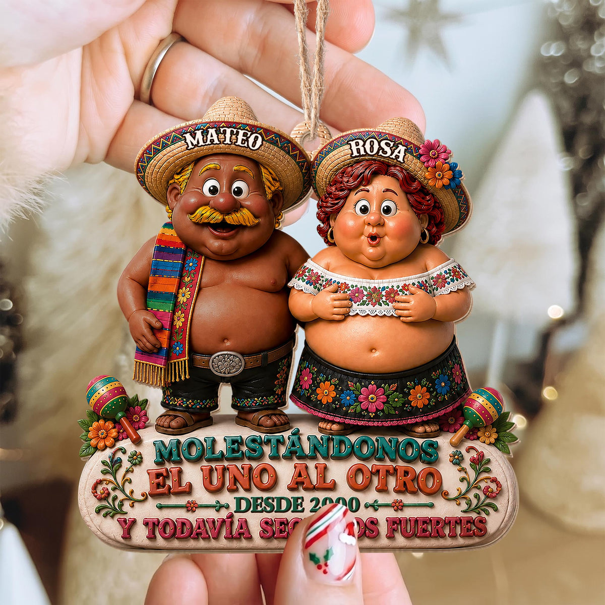 Personalized Annoying Each Other Still Strong Couple Wood Ornament