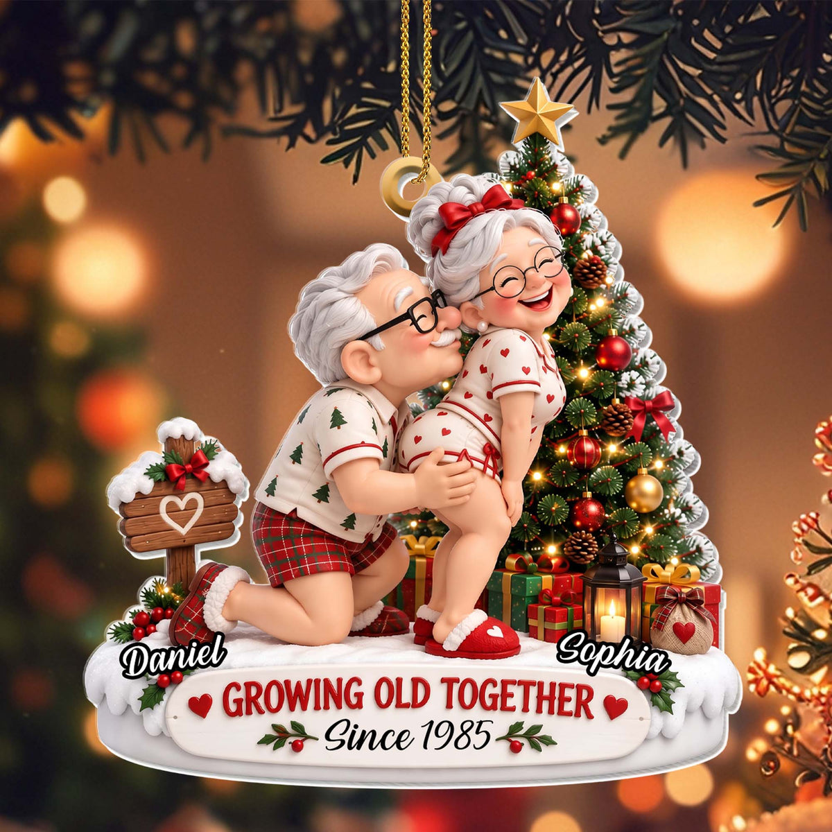 Personalized Growing Old Together Tree Acrylic Ornament