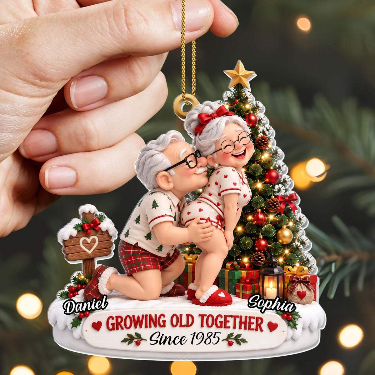 Personalized Growing Old Together Tree Acrylic Ornament