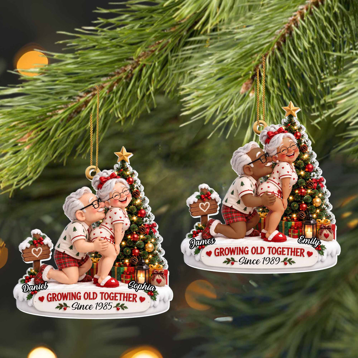 Personalized Growing Old Together Tree Acrylic Ornament