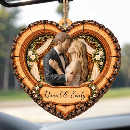 Personalized Our Wedding Day Lifetime Heart Couple Wood Ornament