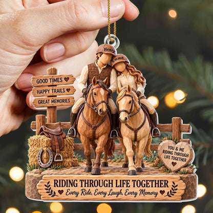 Good Times Happy Trails Riding Through Life Together With Horses - Personalized Custom Acrylic Ornament, Christmas Gift - CPL2271_ACO