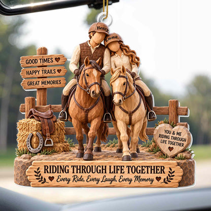 Good Times Happy Trails Riding Through Life Together With Horses - Personalized Custom Acrylic Ornament, Christmas Gift - CPL2271_ACO