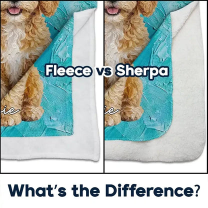 Personalized Fleece Blanket with Oil Painted Sitting Dog Portrait, Creative Gift for Dog Lovers