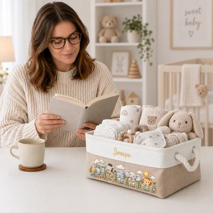 Personalized Watercolor Jungle Animals Rope Basket
