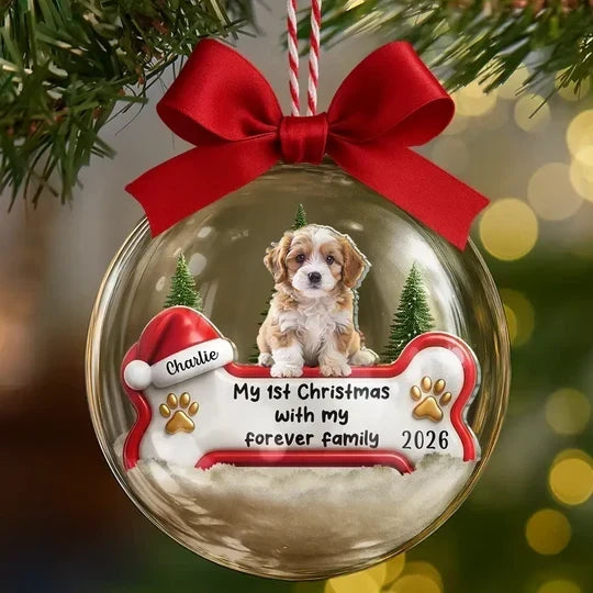 Personalized Puppy Snow Globe Acrylic Ornament