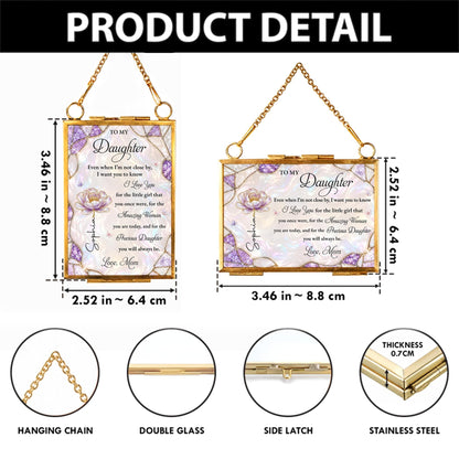 To My Daughter Amazing Woman Flower And Butterfly Stained Glass Style - Personalized Metal Frame Ornament - DAU576_GOFRO