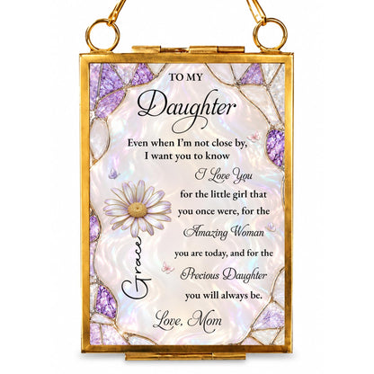 To My Daughter Amazing Woman Flower And Butterfly Stained Glass Style - Personalized Metal Frame Ornament - DAU576_GOFRO