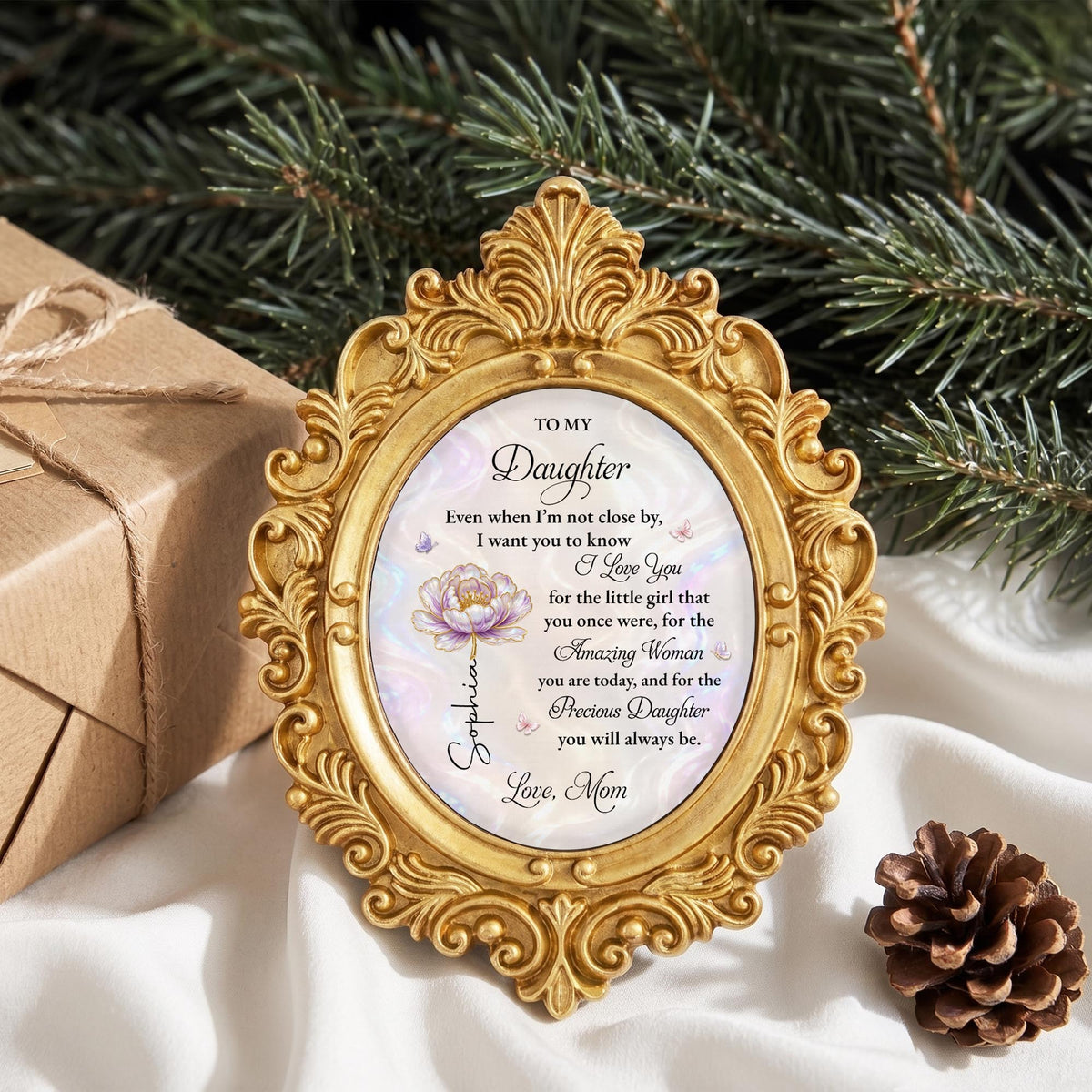 Personalized To My Daughter Flower Ornate Frame Ornament