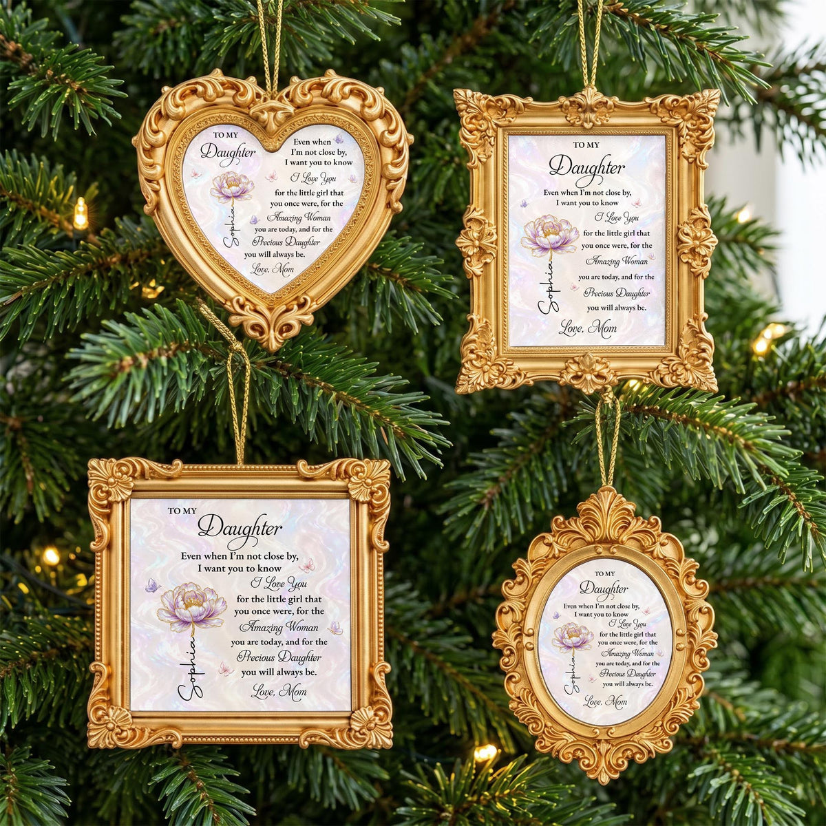 Personalized To My Daughter Flower Ornate Frame Ornament